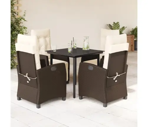 5-Osaline Aia Söögimööbli Komplekt Patjadega, Pruun, Polürotang