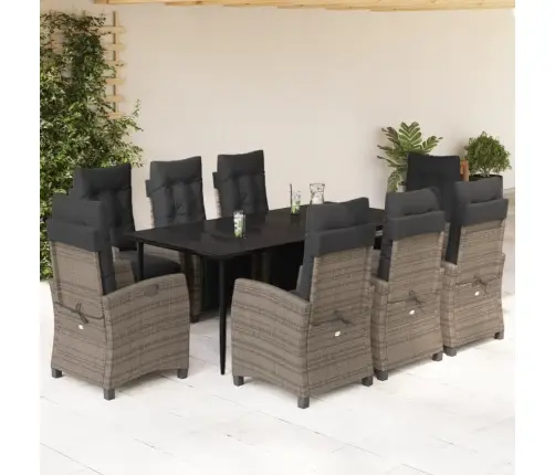 9-Daļīgs Dārza Mēbeļu Komplekts Ar Matračiem, Pe Rotangpalma Vidaxl