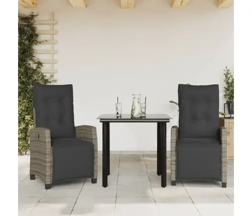 Sodo Komplektas Su Pagalvėlėmis, 3 Dalių, Pilkas, Poliratanas