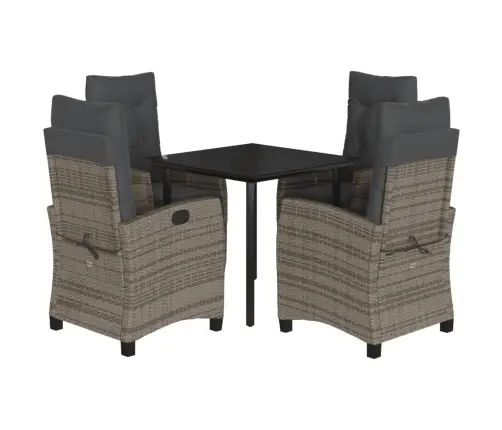 5-Daļīgs Dārza Mēbeļu Komplekts, Matrači, Pelēka Pe Rotangpalma Vidaxl