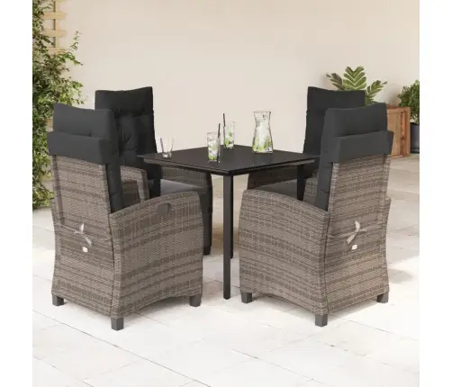 5-Daļīgs Dārza Mēbeļu Komplekts, Matrači, Pelēka Pe Rotangpalma Vidaxl