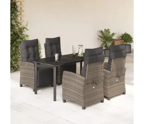 5-Osaline Aiamööbli Komplekt Patjadega, Hall, Polürotang