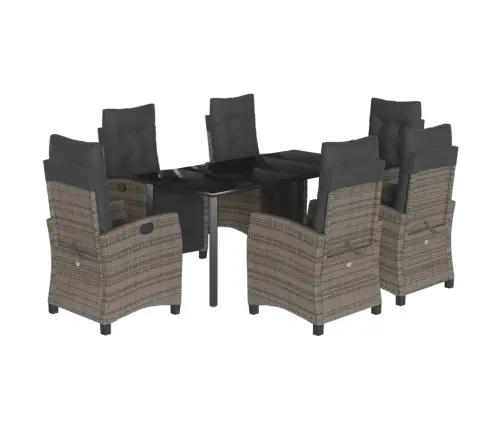 7-Daļīgs Dārza Mēbeļu Komplekts, Matrači, Pelēka Pe Rotangpalma Vidaxl