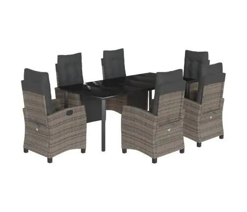 7-Daļīgs Dārza Mēbeļu Komplekts, Matrači, Pelēka Pe Rotangpalma Vidaxl