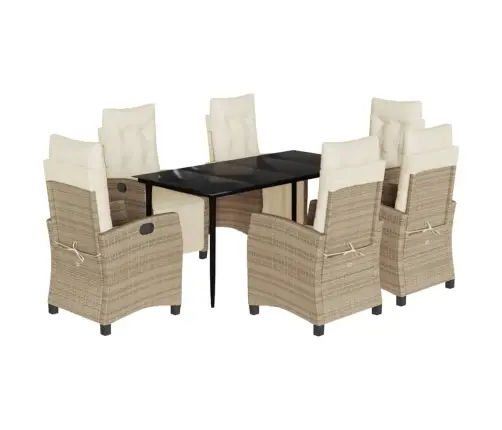 7-Osaline Aiamööbli Komplekt Patjadega, Beež, Polürotang