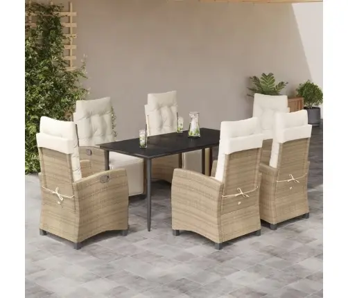 7-Osaline Aiamööbli Komplekt Patjadega, Beež, Polürotang