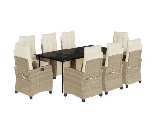 9-Daļīgs Virtuves Mēbeļu Komplekts Ar Matračiem, Pe Rotangpalma Vidaxl