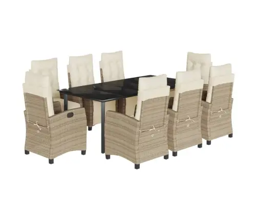 9-Daļīgs Virtuves Mēbeļu Komplekts Ar Matračiem, Pe Rotangpalma Vidaxl