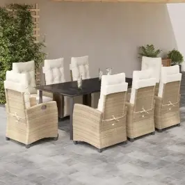 9-Osaline Aiamööbli Komplekt Patjadega, Beež, Polürotang