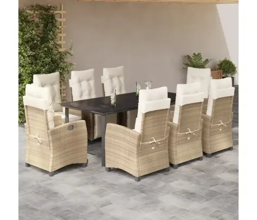 9-Daļīgs Virtuves Mēbeļu Komplekts Ar Matračiem, Pe Rotangpalma Vidaxl