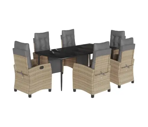 Sodo Komplektas Su Pagalvėlėmis, 7 Dalių, Smėlio, Poliratanas