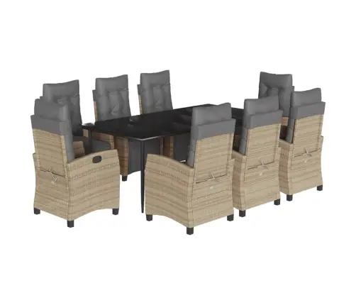 9-Osaline Aia Söögimööbli Komplekt Patjadega, Beežid Toonid