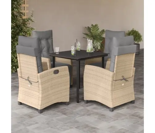 5-Osaline Aia Söögimööbli Komplekt Patjadega, Beežid Toonid