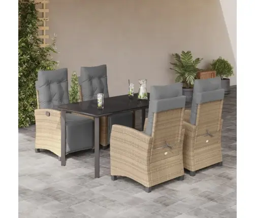 5-Osaline Aia Söögimööbli Komplekt Patjadega, Beežid Toonid