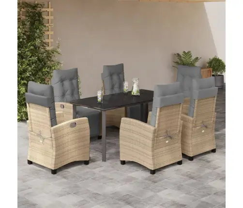 7-Daļīgs Virtuves Mēbeļu Komplekts Ar Matračiem,Pe Rotangpalma Vidaxl