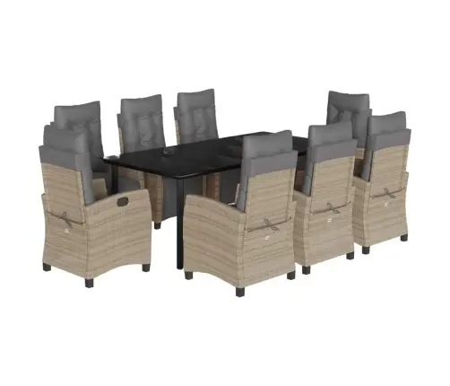 9-Osaline Aia Söögimööbli Komplekt Patjadega, Beežid Toonid