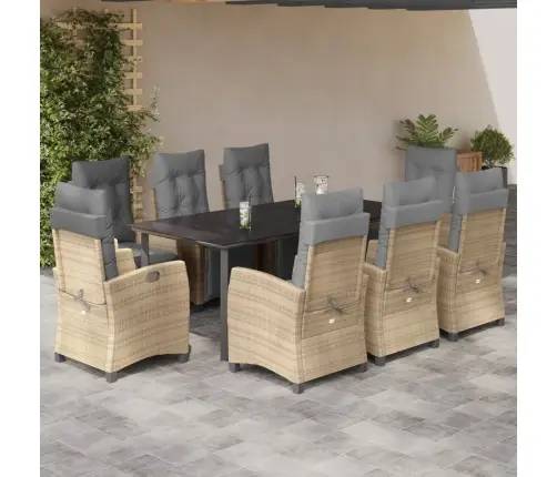 9-Osaline Aia Söögimööbli Komplekt Patjadega, Beežid Toonid