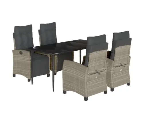 5-Osaline Aiamööbli Komplekt Patjadega, Helehall, Polürotang