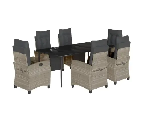 7-Osaline Aiamööbli Komplekt Patjadega, Helehall, Polürotang