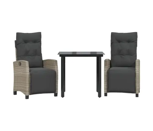 3-Osaline Aiamööbli Komplekt Patjadega, Helehall, Polürotang