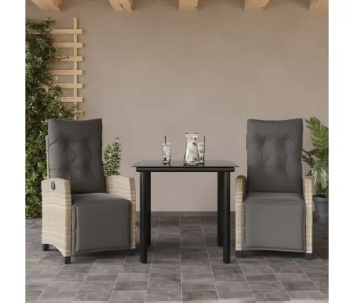 3-Osaline Aiamööbli Komplekt Patjadega, Helehall, Polürotang