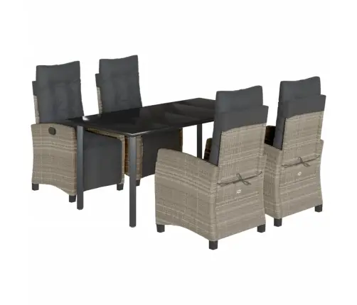 Sodo Komplektas Su Pagalvėlėmis, 5 Dalių, Pilkas, Poliratanas