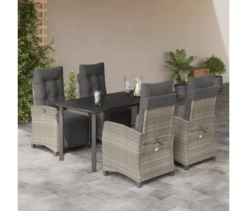 Sodo Komplektas Su Pagalvėlėmis, 5 Dalių, Pilkas, Poliratanas