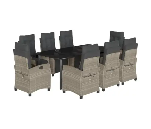 Sodo Komplektas Su Pagalvėlėmis, 9 Dalių, Pilkas, Poliratanas