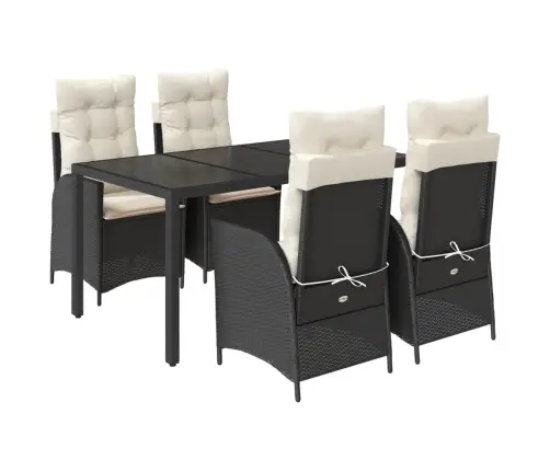 5-Osaline Aiamööbli Komplekt Patjadega, Must, Polürotang