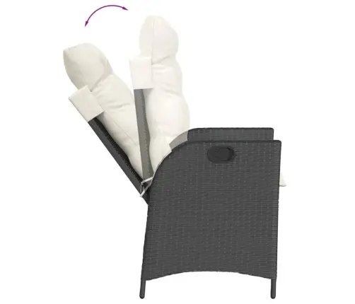 5-Osaline Aiamööbli Komplekt Patjadega, Must, Polürotang