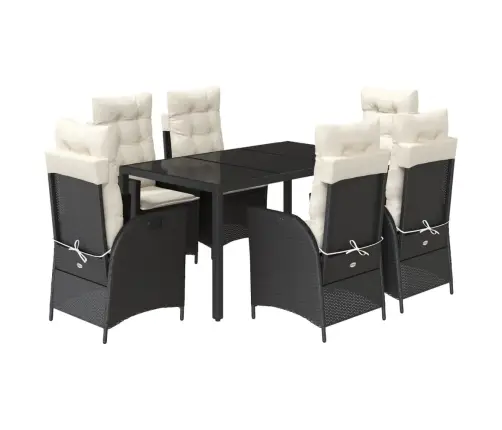 Sodo Komplektas Su Pagalvėlėmis, 7 Dalių, Juodas, Poliratanas