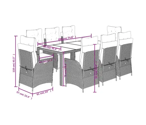 Sodo Komplektas Su Pagalvėlėmis, 9 Dalių, Juodas, Poliratanas