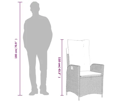 Sodo Komplektas Su Pagalvėlėmis, 9 Dalių, Juodas, Poliratanas