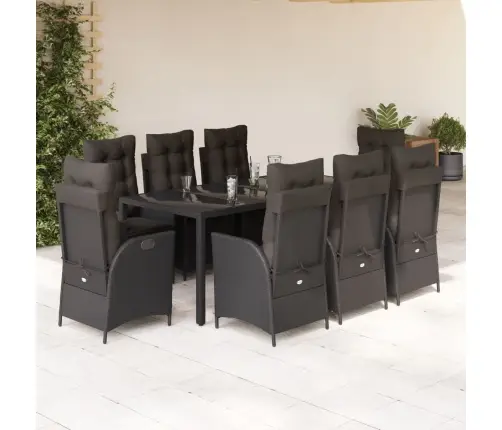 Sodo Komplektas Su Pagalvėlėmis, 9 Dalių, Juodas, Poliratanas