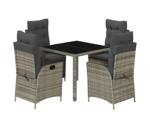 5-Daļīgs Dārza Mēbeļu Komplekts, Matrači, Pelēka Pe Rotangpalma Vidaxl