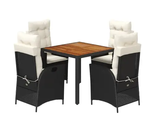 5-Osaline Aiamööbli Komplekt Patjadega, Must, Polürotang