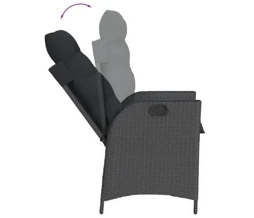 5-Daļīgs Dārza Mēbeļu Komplekts, Matrači, Melna Pe  Rotangpalma Vidaxl