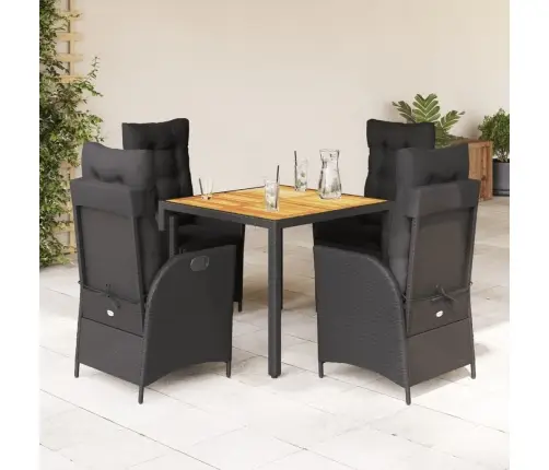 5-Osaline Aiamööbli Komplekt Patjadega, Must, Polürotang