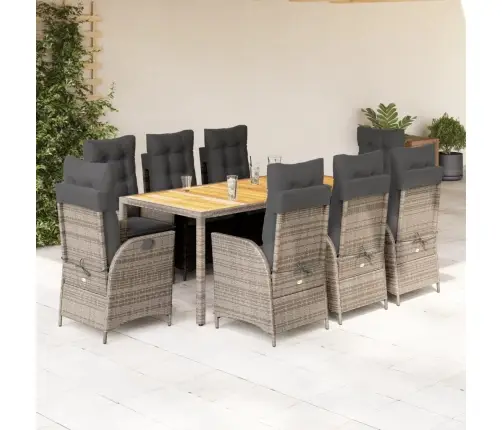 9-Osaline Aiamööbli Komplekt Patjadega, Hall, Polürotang