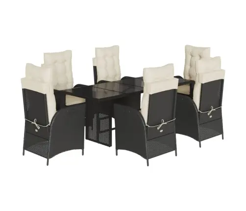 7-Osaline Aiamööblikomplekt Patjadega, Must, Polürotang