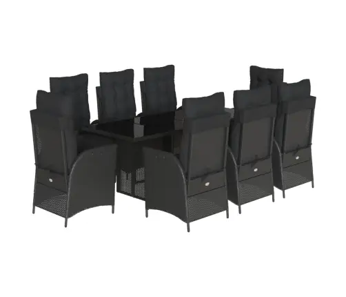 9-Osaline Aiamööbli Komplekt Patjadega, Must, Polürotang