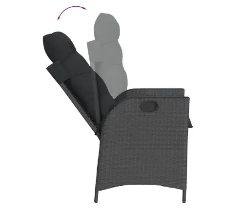 9-Daļīgs Dārza Mēbeļu Komplekts, Matrači, Melns, Pe Rotangpalma Vidaxl