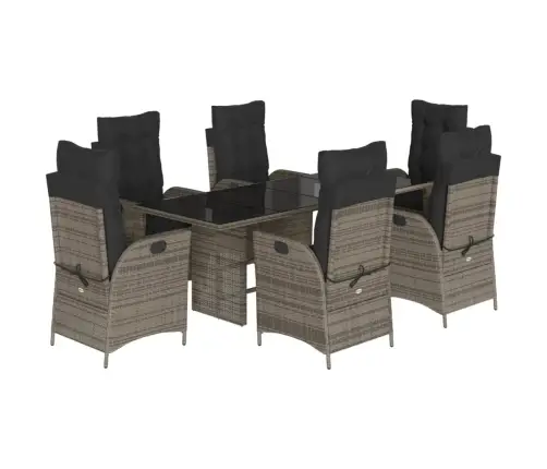 Sodo Komplektas Su Pagalvėlėmis, 7 Dalių, Pilkas, Poliratanas