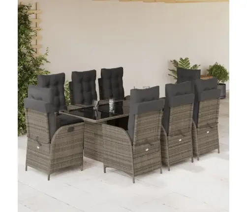 9-Daļīgs Dārza Mēbeļu Komplekts Ar Matračiem, Pe Rotangpalma Vidaxl