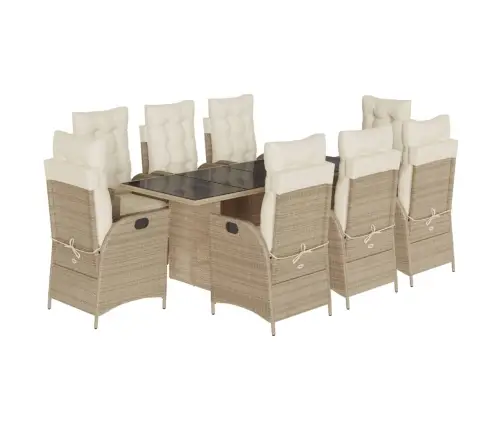 9-Daļīgs Virtuves Mēbeļu Komplekts Ar Matračiem, Pe Rotangpalma Vidaxl