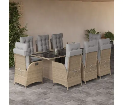 9-Daļīgs Virtuves Mēbeļu Komplekts Ar Matračiem, Pe Rotangpalma Vidaxl