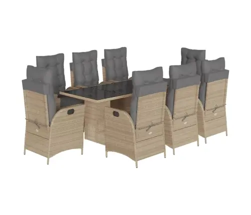 9-Osaline Aia Söögimööbli Komplekt Patjadega, Beežid Toonid