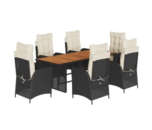 7-Osaline Aiamööblikomplekt Patjadega, Must, Polürotang