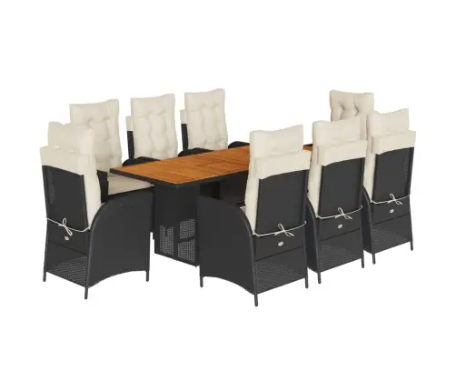 9-Osaline Aiamööbli Komplekt Patjadega, Must, Polürotang