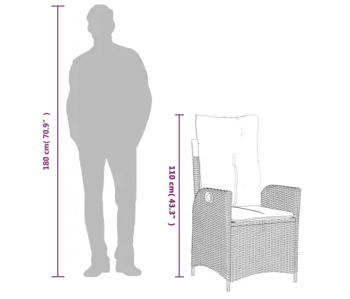 Sodo Komplektas Su Pagalvėlėmis, 7 Dalių, Juodas, Poliratanas